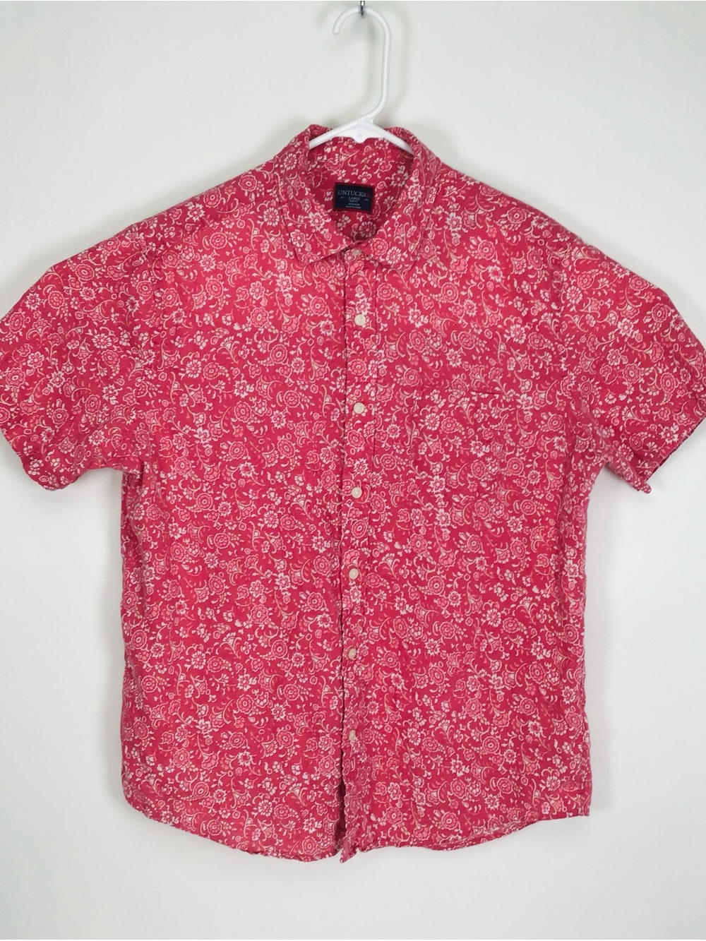 UNTUCKit Messina men’s linen short sleeve button up shirt large slim